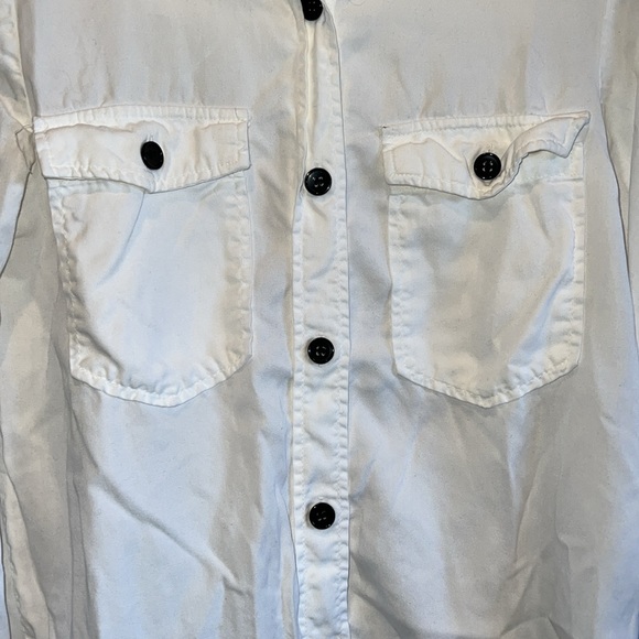 Zara Shirt Womens XS White Button front Long Sleeve Roll Tab Chest Pockets - Picture 4 of 9